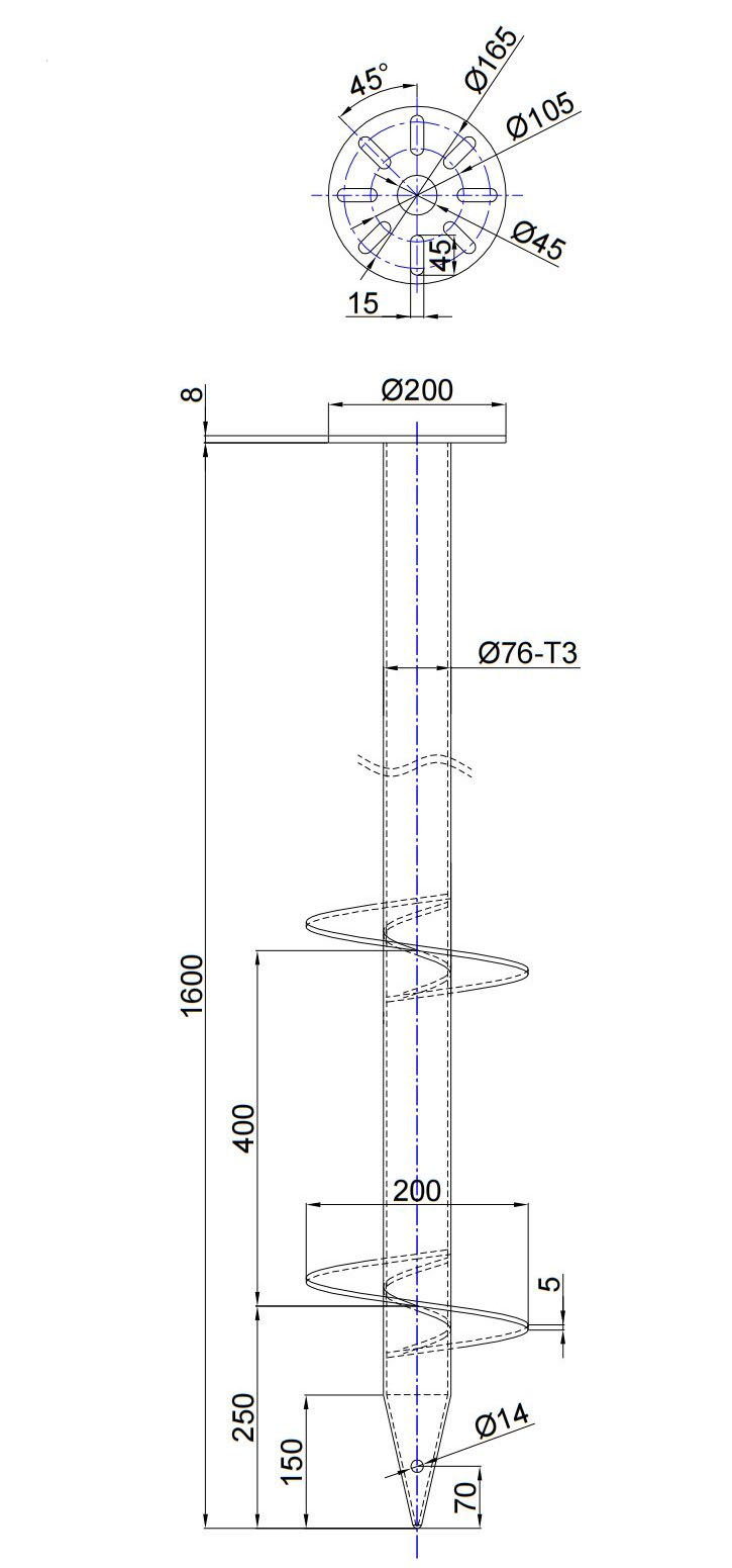 2 blade ground screw dimensions