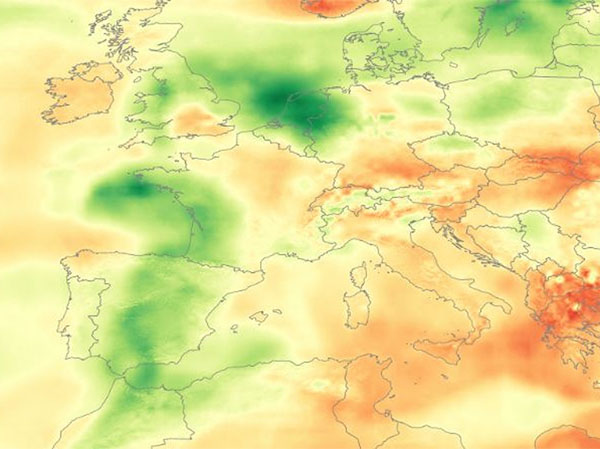 La polvere sahariana riduce l’irradiazione in tutta Europa